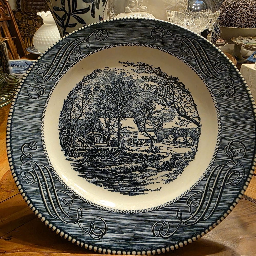 Currier & Ives 10” Dinner Plates - Set of 4 “Old Grist Mill” - Royal China